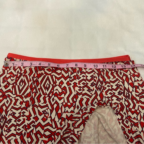 DVF Diane Von Furstenberg vintage Red geo pull-on elastic Skirt 2304 - Picture 5 of 8